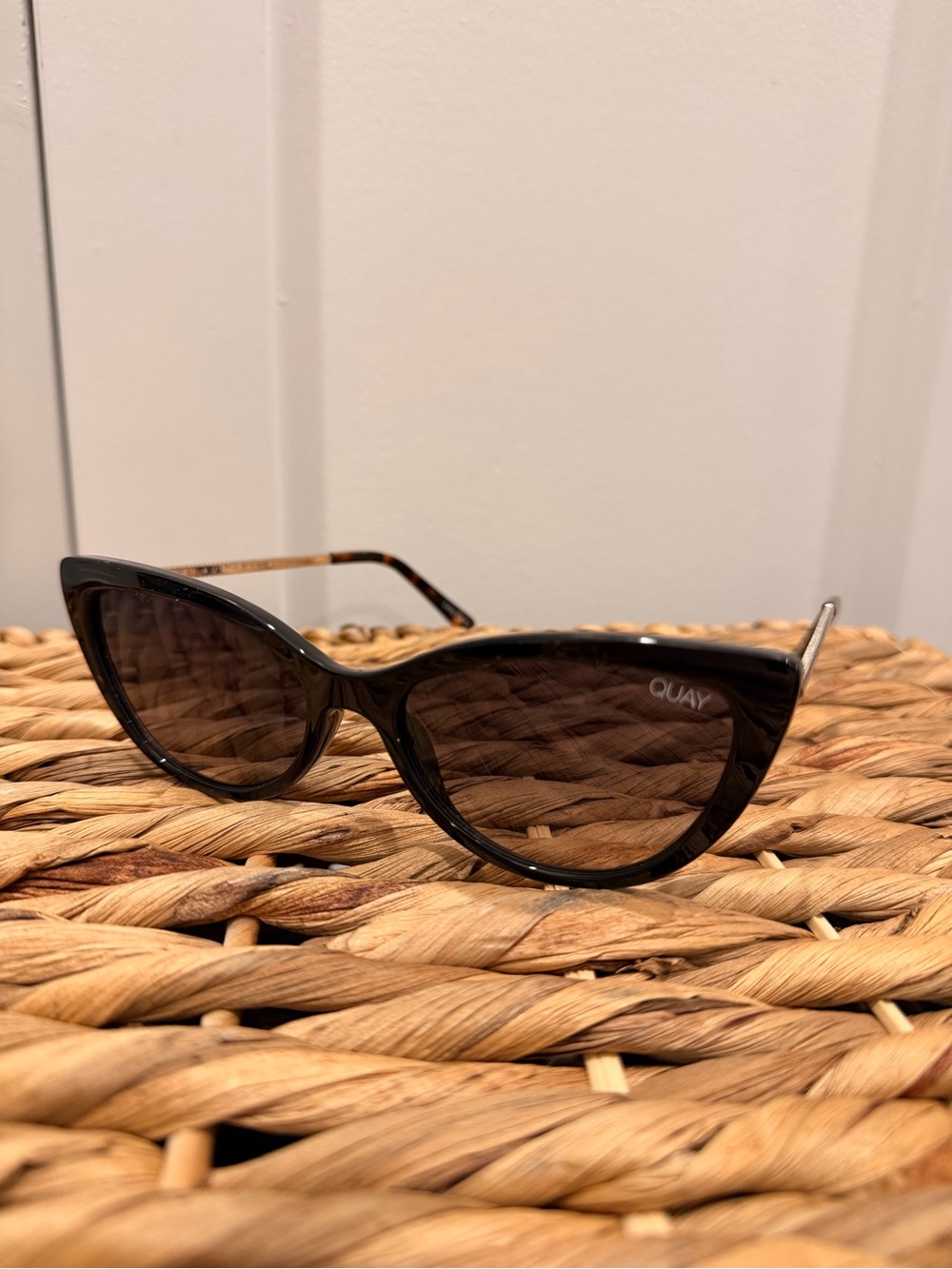 Quay Australia Black Cat-Eye Sunglasses with Gradient Lenses - Picture 2 of 5